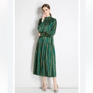 Women Vintage Printing Loose Robe Dresses